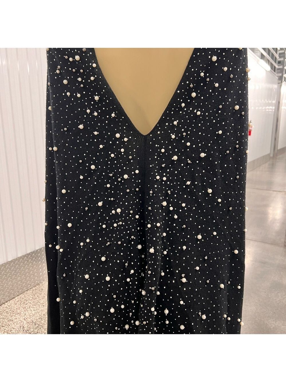 NWT $335 MING WANG
Pearl Beaded Poncho - Soft Cashmere, Black - 0S - Picture 7 of 10